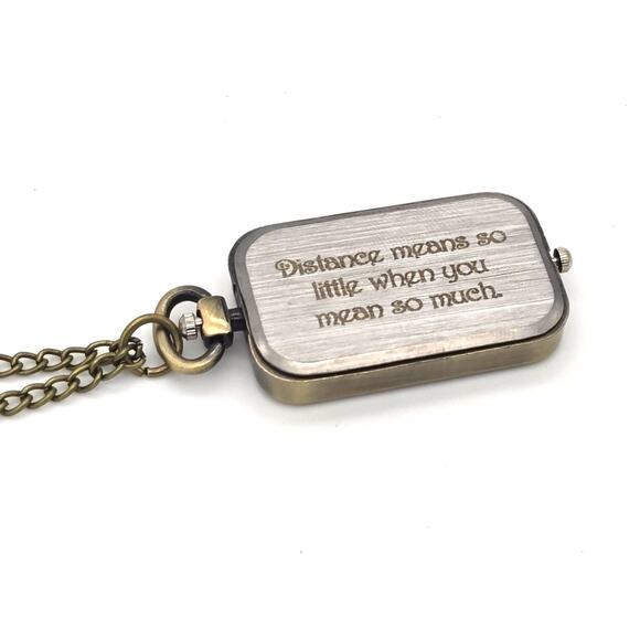 Vintage Look Dual Time Zone Pendant Watch  Necklace, Retro Traveler's Clock - Picture 2 of 7